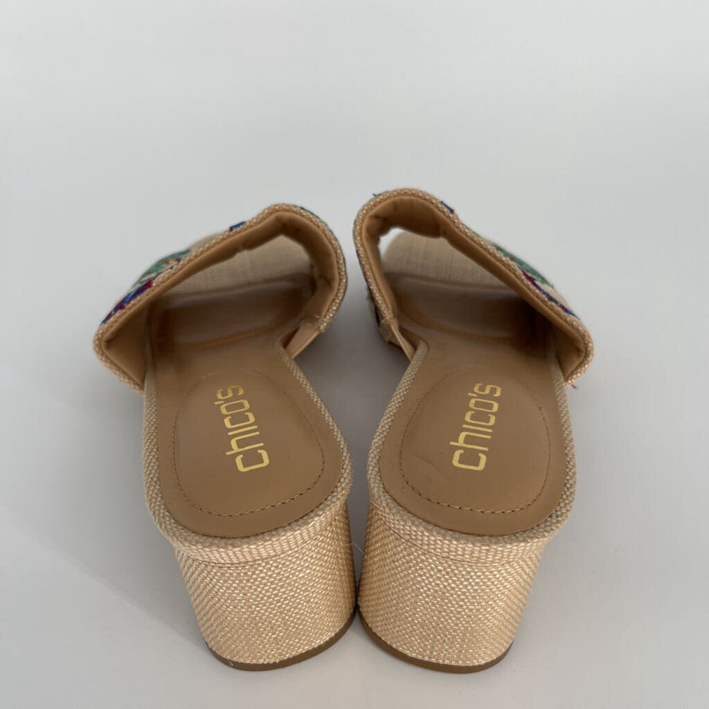Chicos Floral Raffia Sandals