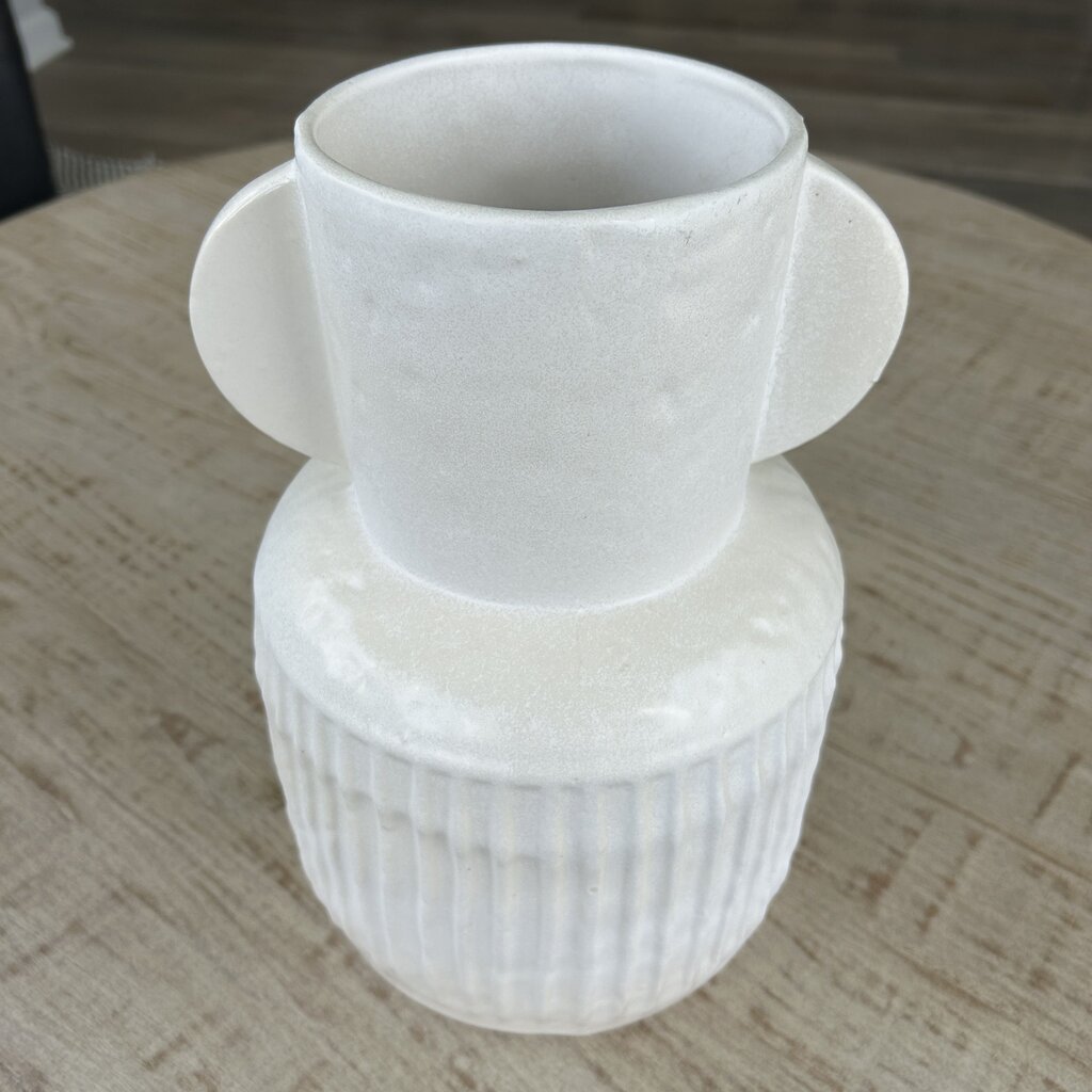 Round Textured Vase w Handles