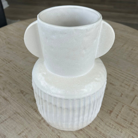 Round Textured Vase w Handles