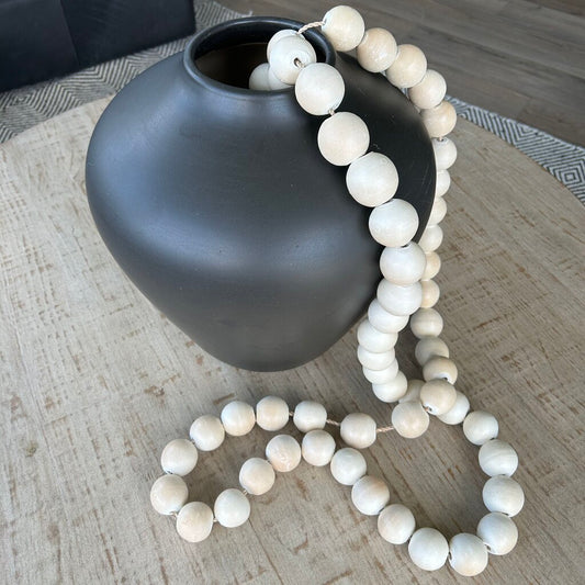 Ceramic Vase w Wood Beads AS IS