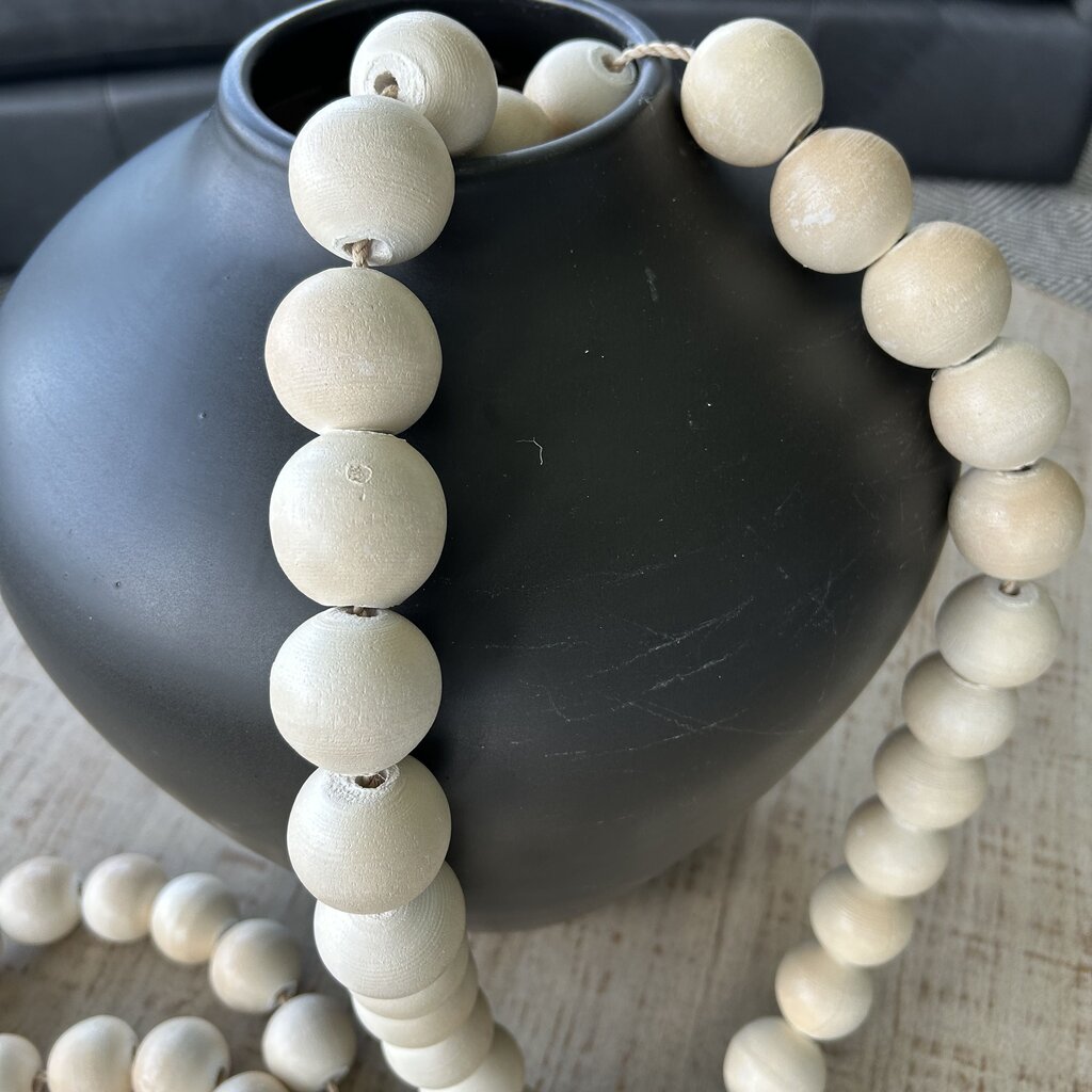 Ceramic Vase w Wood Beads AS IS