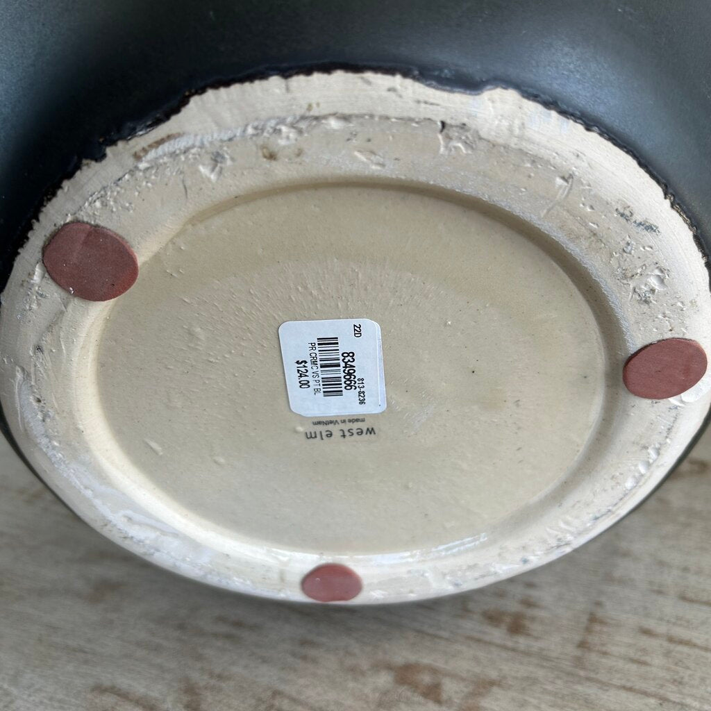 Ceramic Vase w Wood Beads AS IS