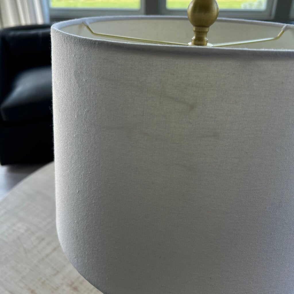 Glass & Brass Base Lamp w Shade