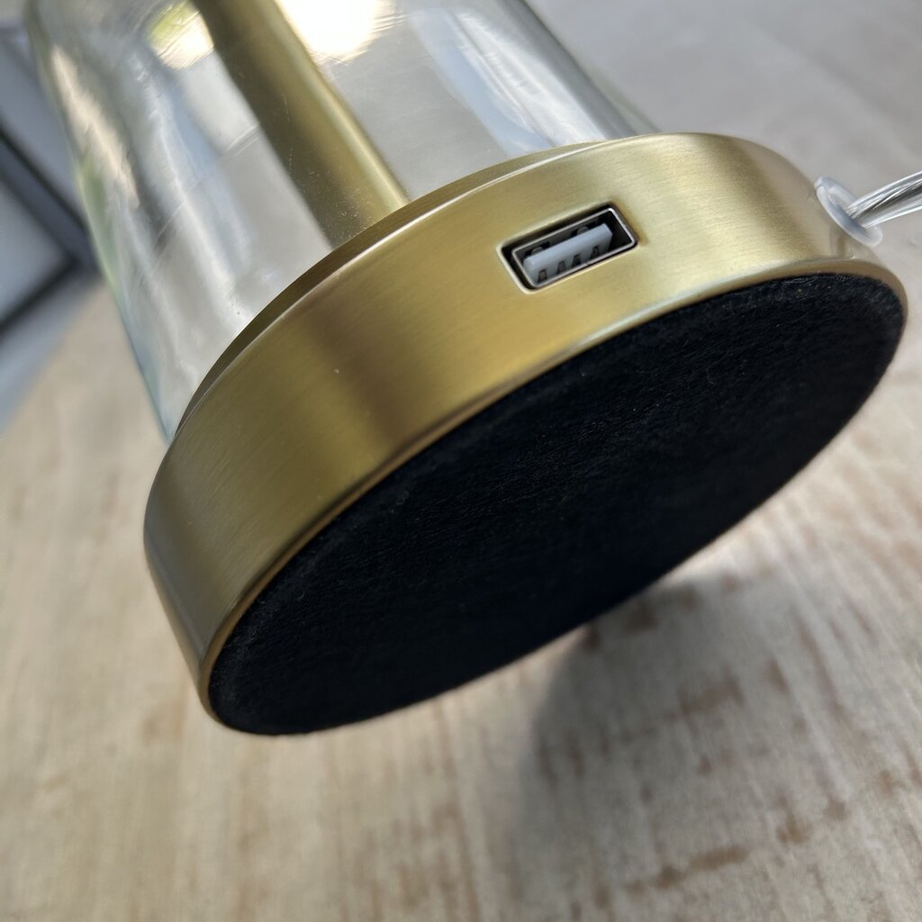 Glass & Brass Base Lamp w Shade