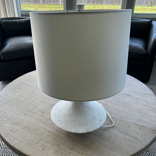 Stone Base Lamp with White Shade