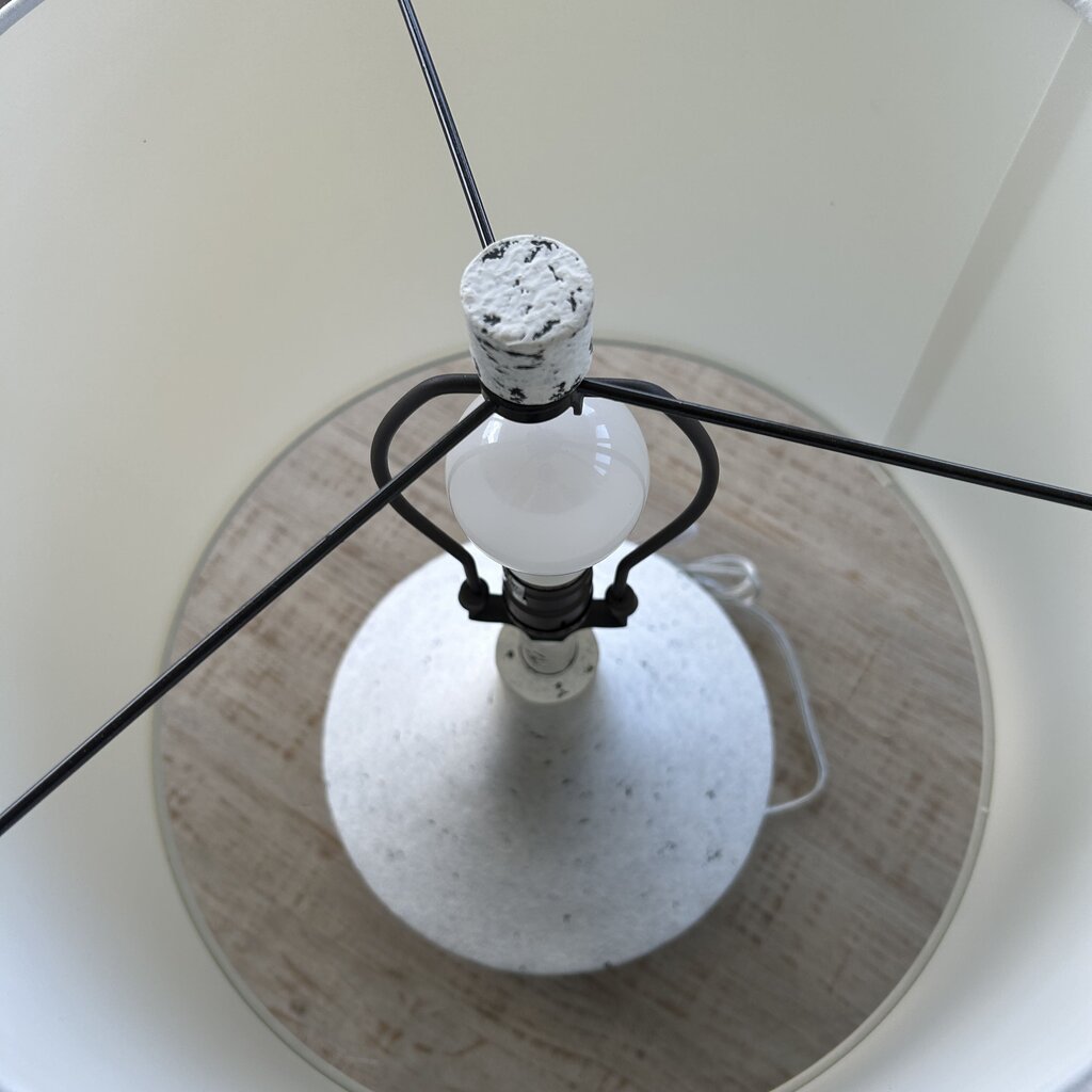 Stone Base Lamp with White Shade