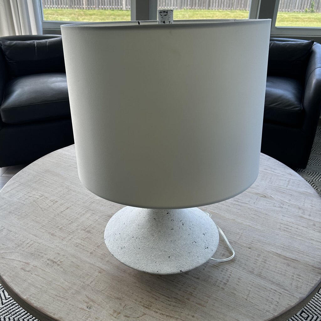 Stone Base Lamp with White Shade