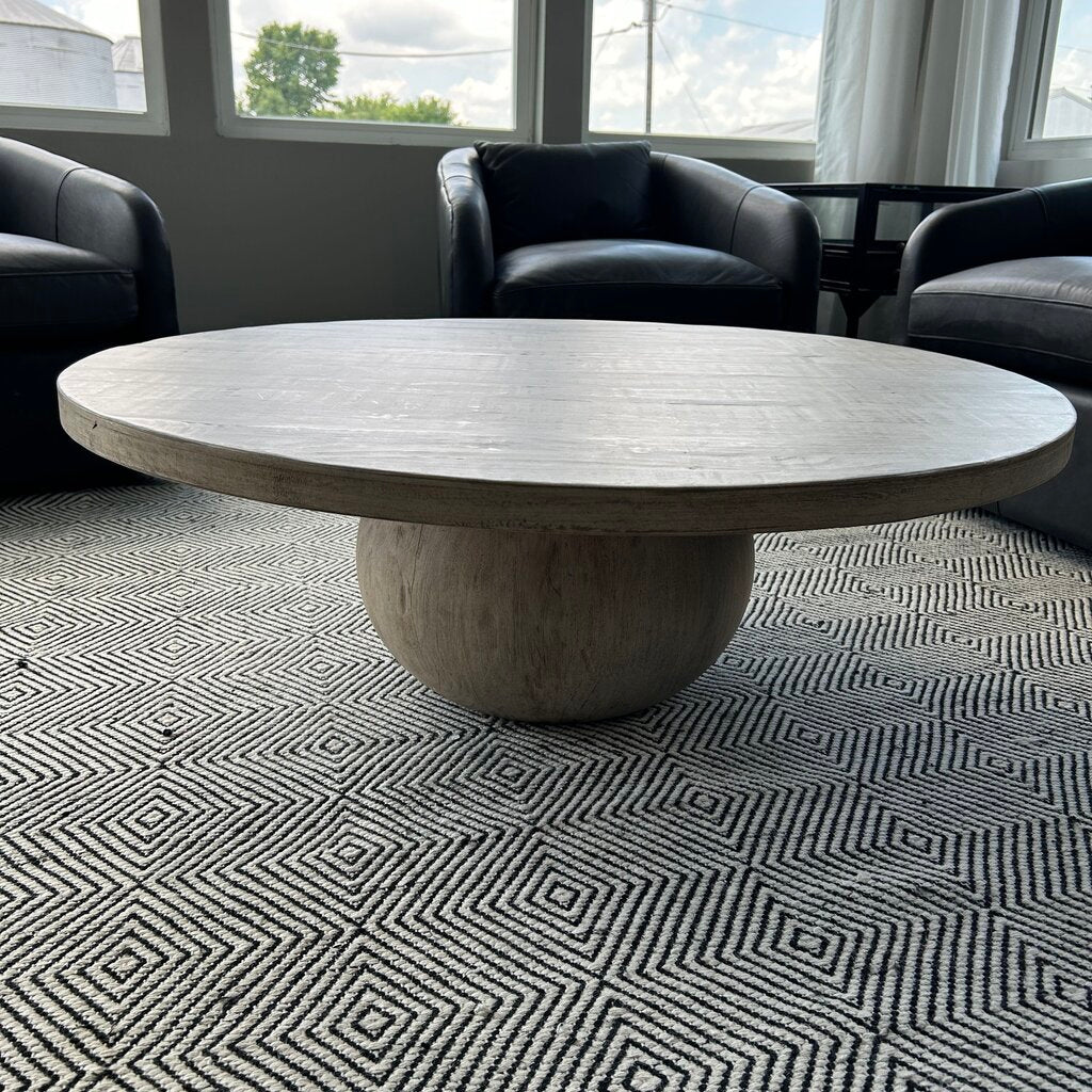 Round White Oak Coffee Table.AS IS