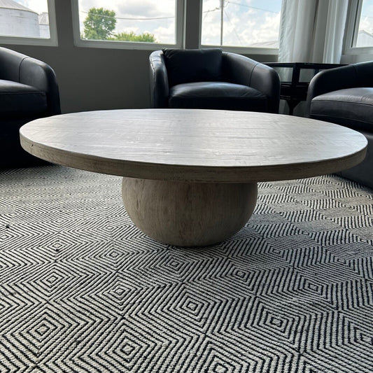 Round White Oak Coffee Table.AS IS