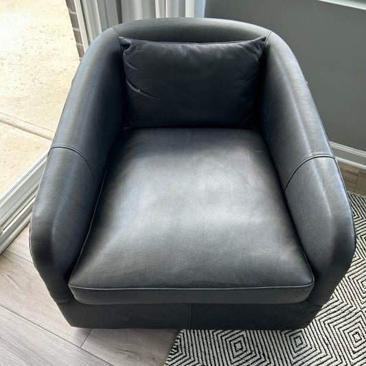 Four Hands Leather Swivel Arm Chair AS IS