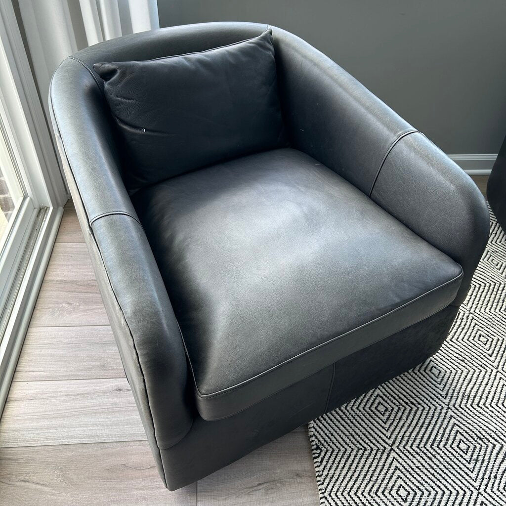Four Hands Leather Swivel Arm Chair AS IS
