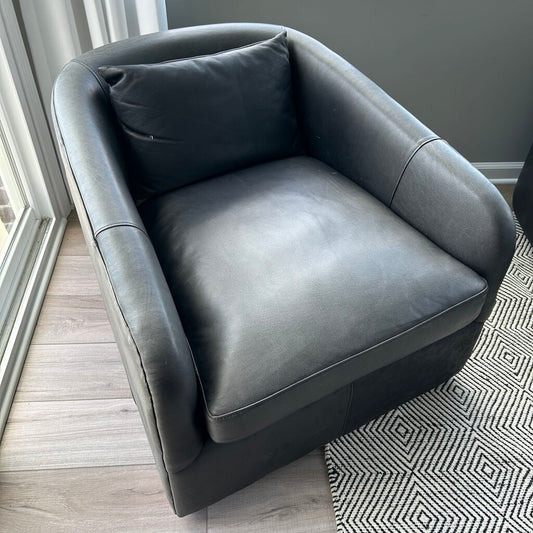 Four Hands Leather Swivel Arm Chair AS IS