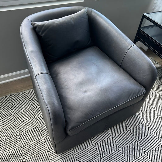 Four Hands Leather Swivel Arm Chair AS IS