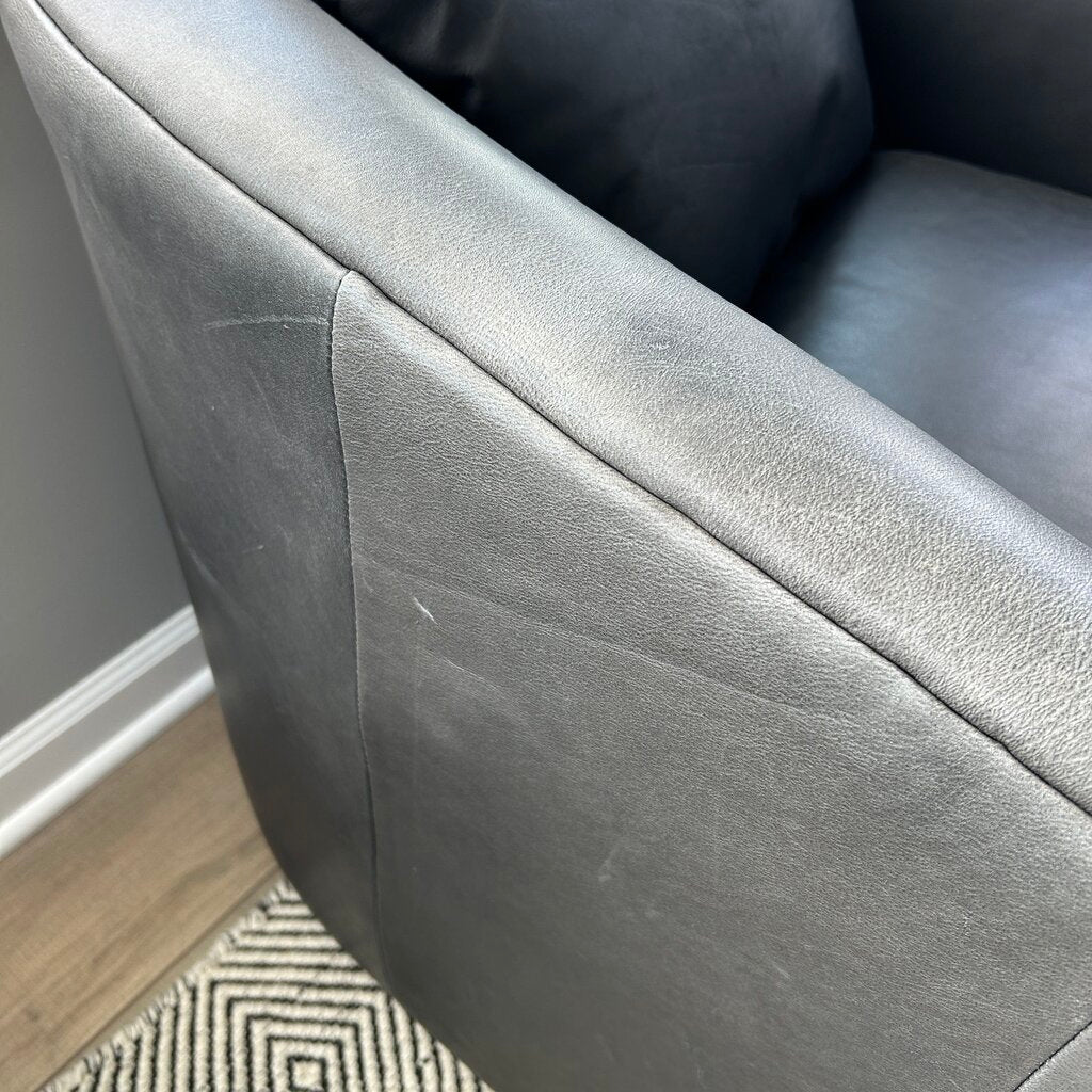 Four Hands Leather Swivel Arm Chair AS IS