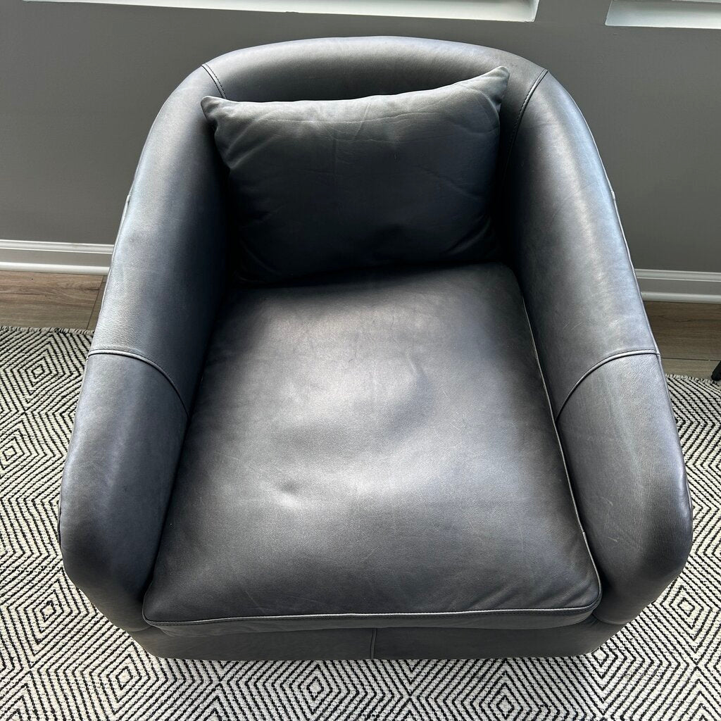 Four Hands Leather Swivel Arm Chair AS IS