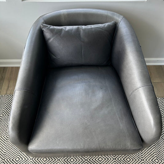 Four Hands Leather Swivel Arm Chair AS IS