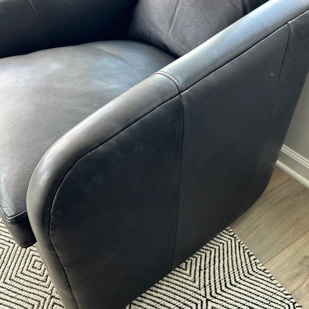 Four Hands Leather Swivel Arm Chair AS IS