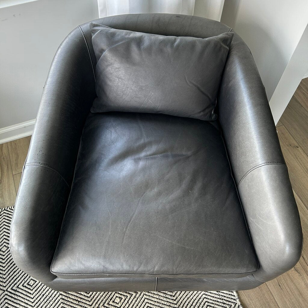 Four Hands Leather Swivel Arm Chair AS IS