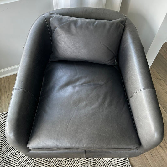 Four Hands Leather Swivel Arm Chair AS IS
