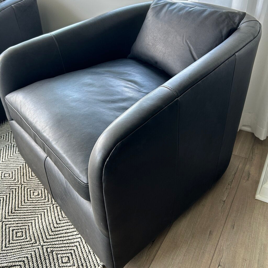 Four Hands Leather Swivel Arm Chair AS IS