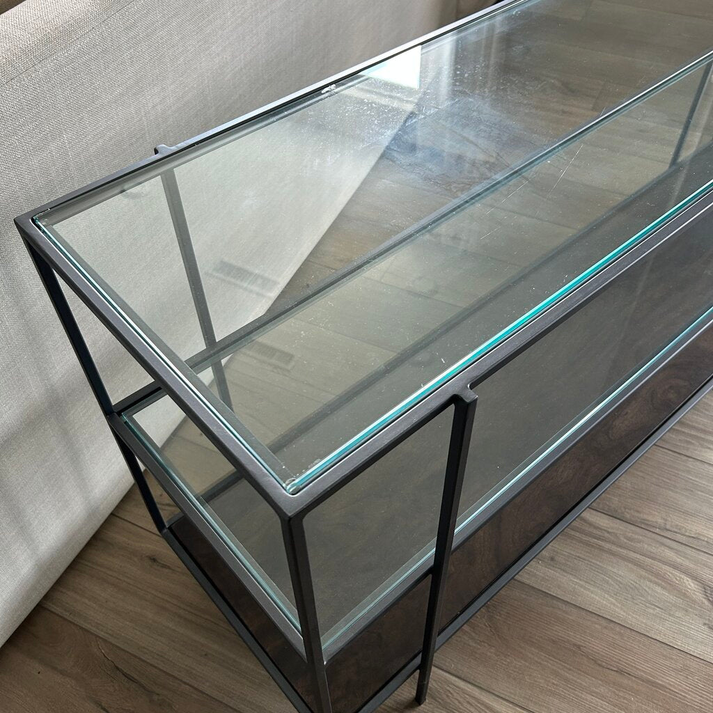 Four Hands Metal, Wood & Glass Sofa Table