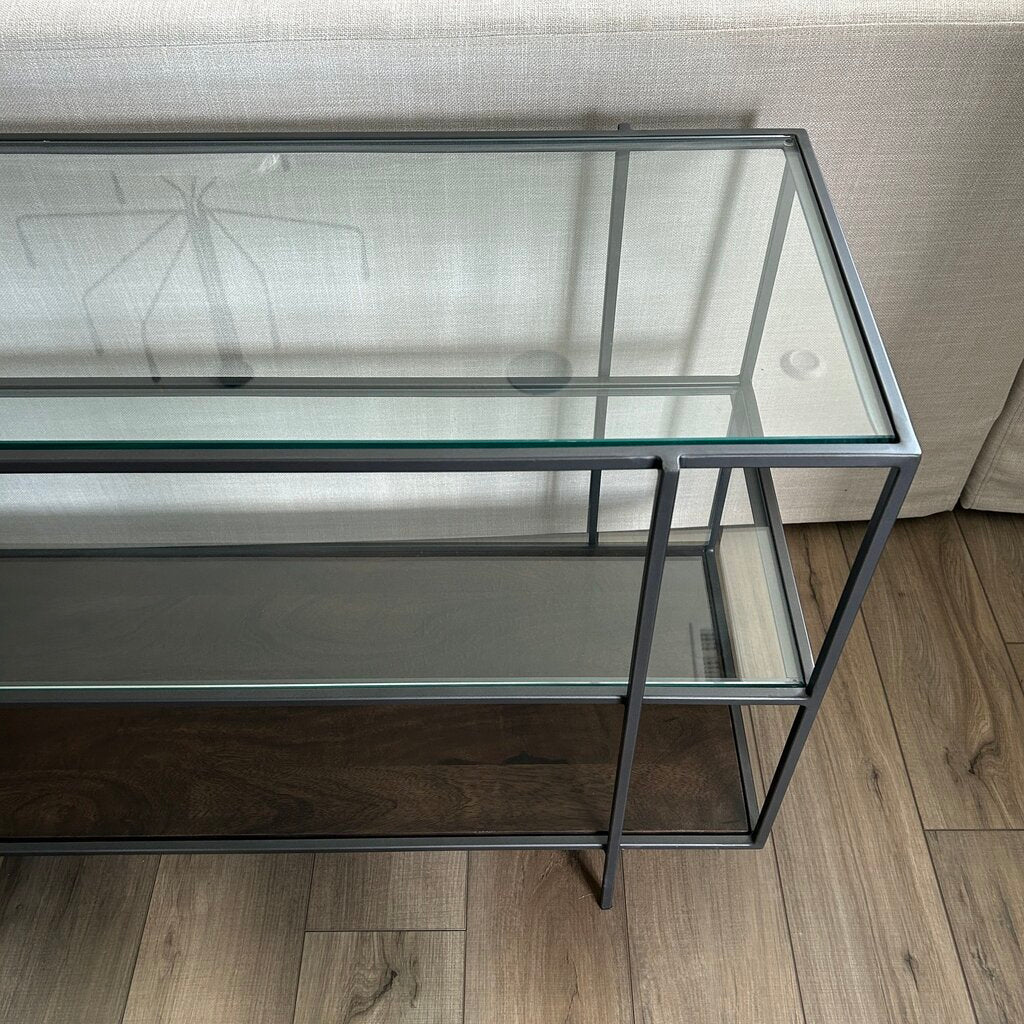 Four Hands Metal, Wood & Glass Sofa Table