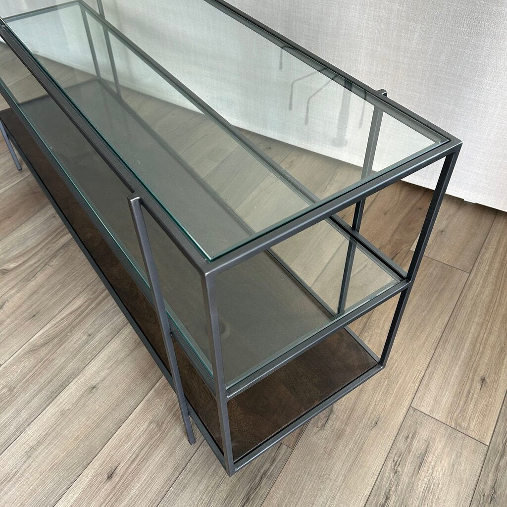 Four Hands Metal, Wood & Glass Sofa Table