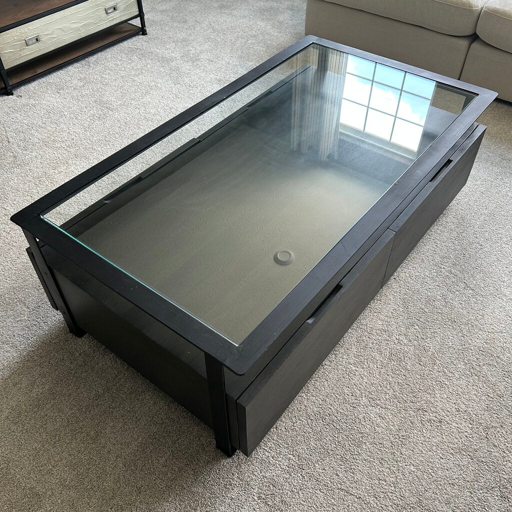 Four Hands Coffee Table w Glass Top AS IS