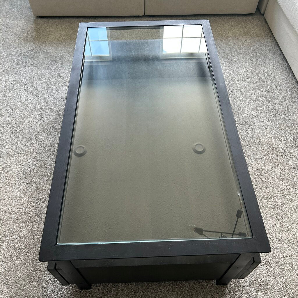Four Hands Coffee Table w Glass Top AS IS