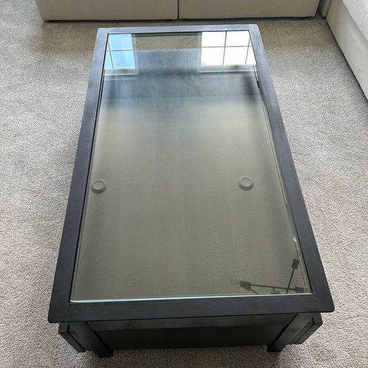 Four Hands Coffee Table w Glass Top AS IS