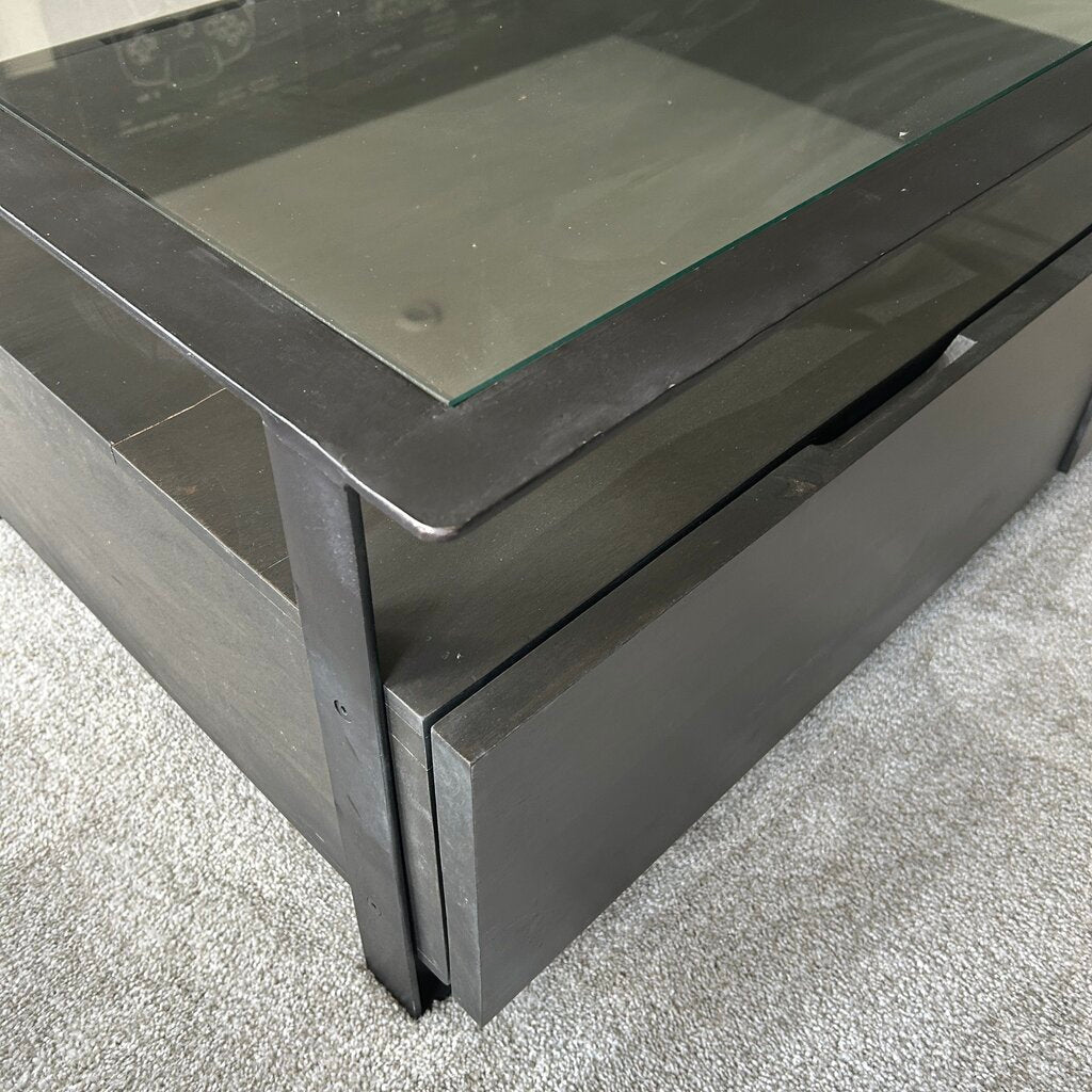 Four Hands Coffee Table w Glass Top AS IS