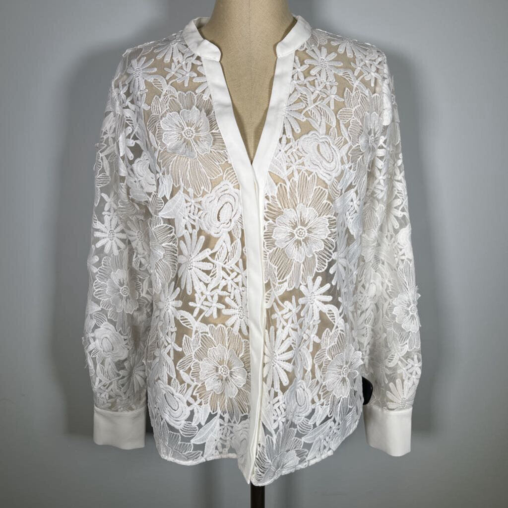 WHBM L/s Floral Lace Blouse