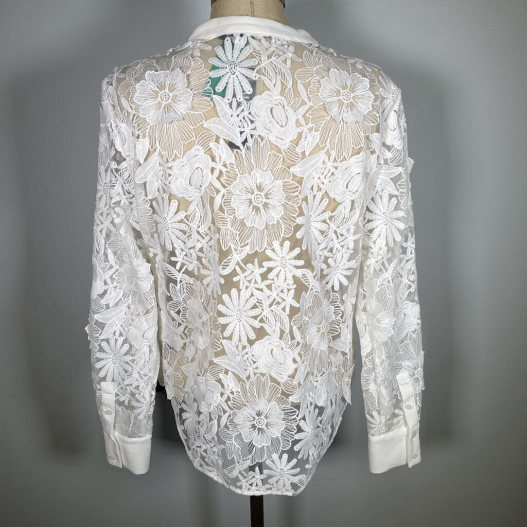 WHBM L/s Floral Lace Blouse