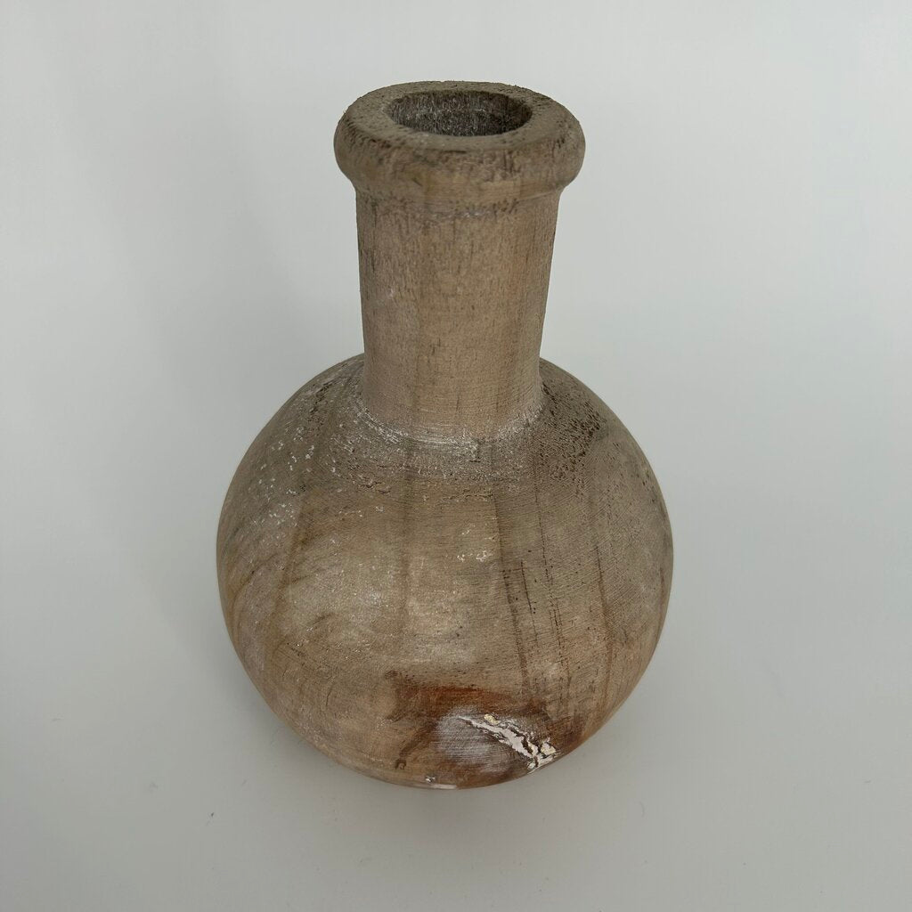 Wood Bulbous Vase