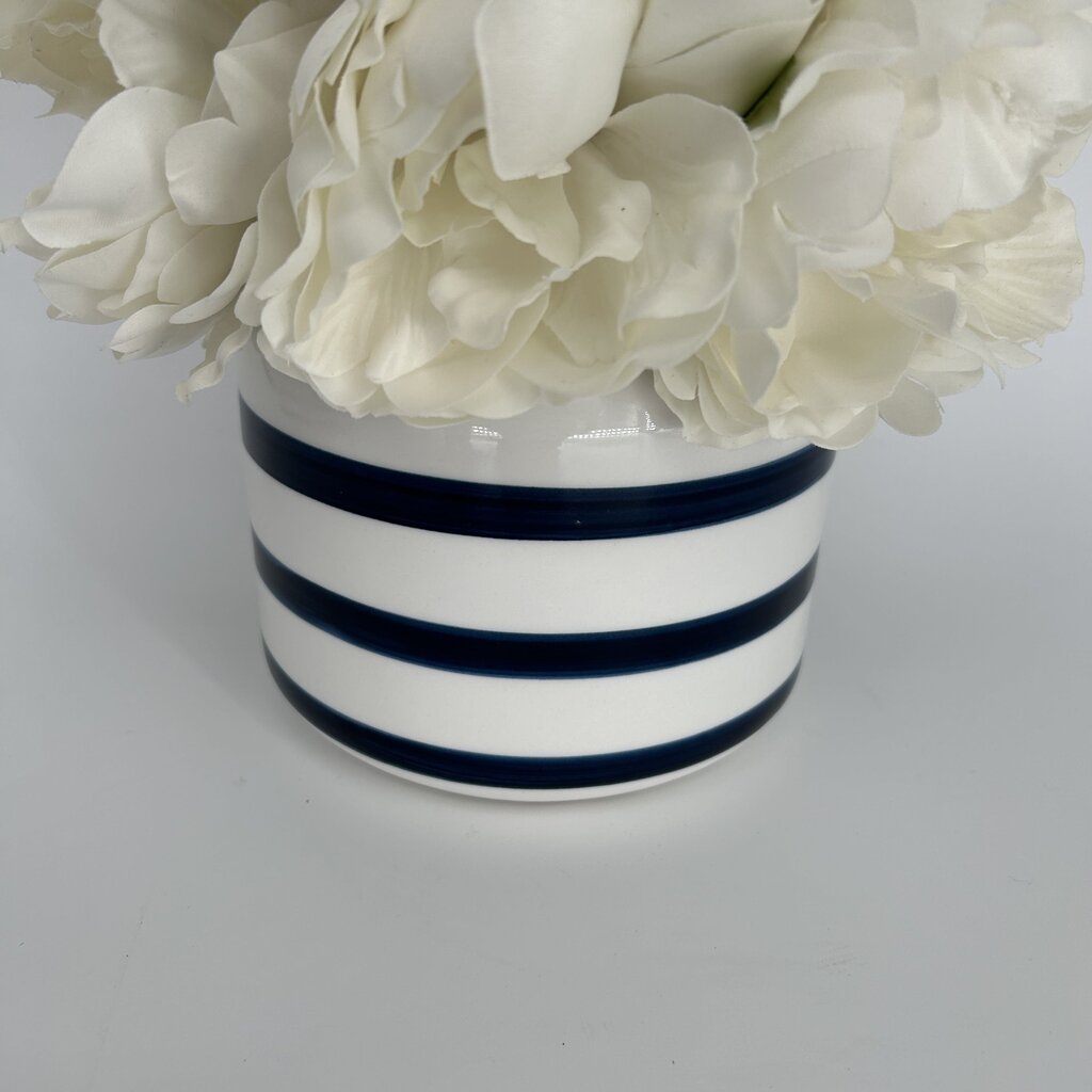 Faux Hydrangeas in Striped Vase