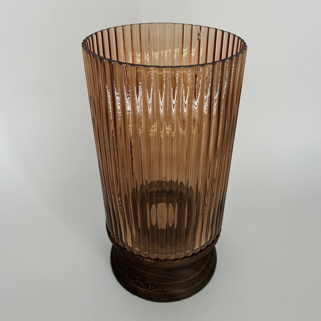 Hurricane Vase w Wood Base