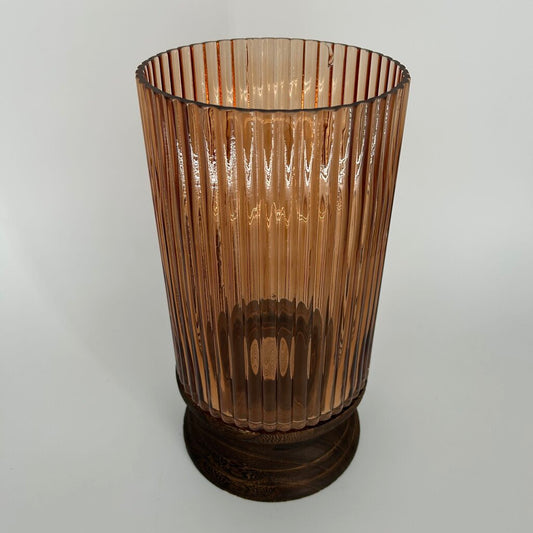 Hurricane Vase w Wood Base