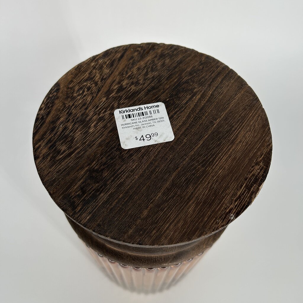 Hurricane Vase w Wood Base