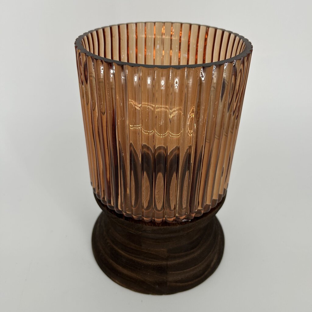 Hurricane Vase w Wood Base