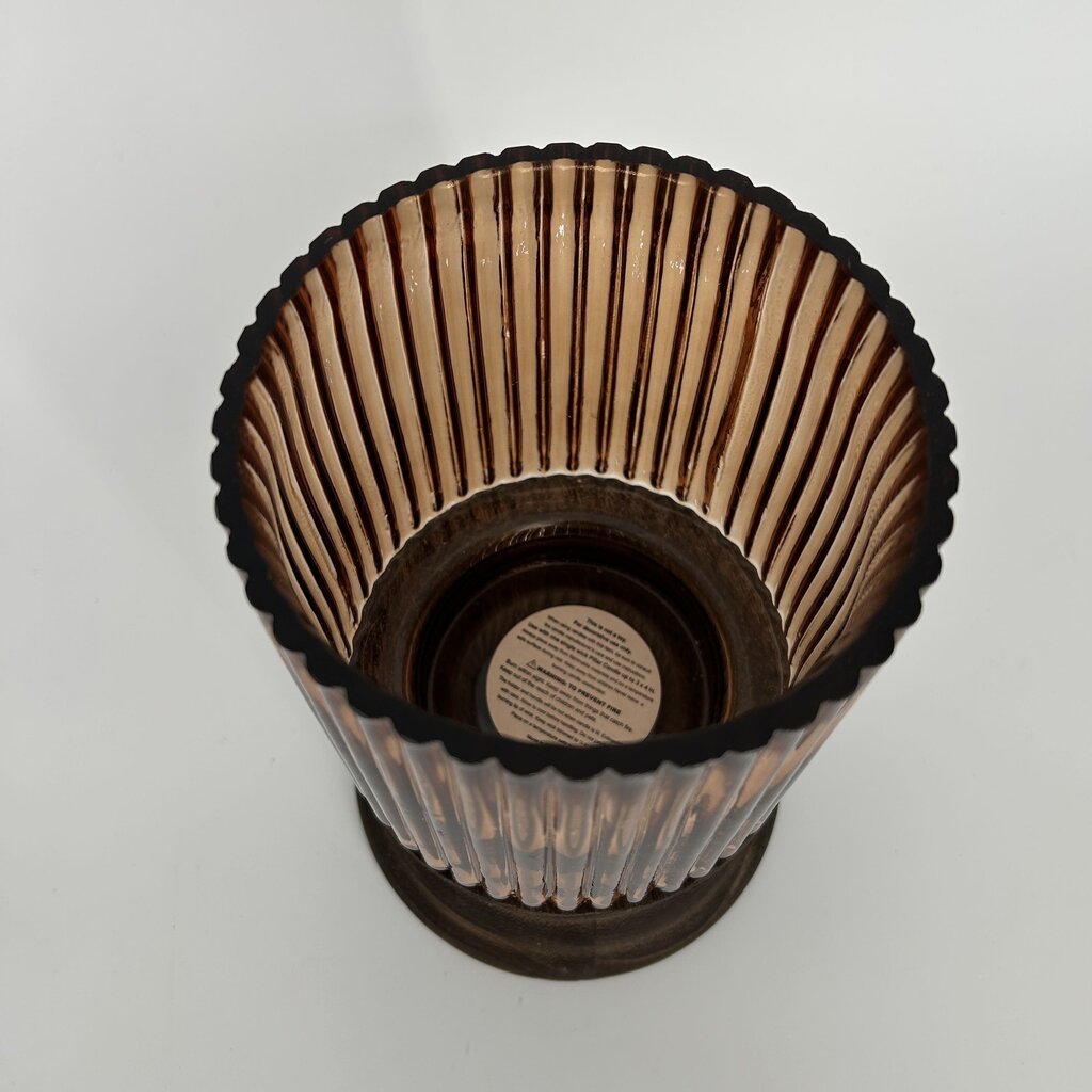 Hurricane Vase w Wood Base
