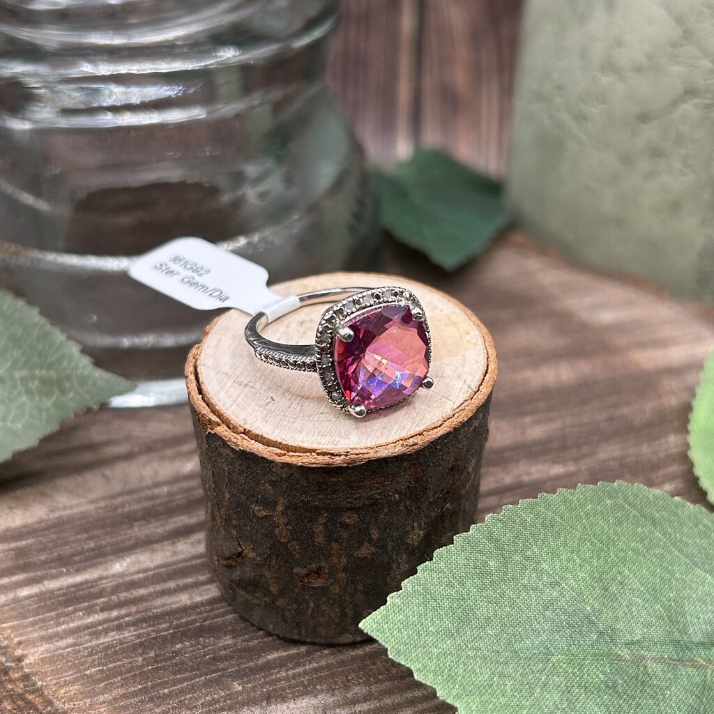 Sterling Gem & Diamond Ring