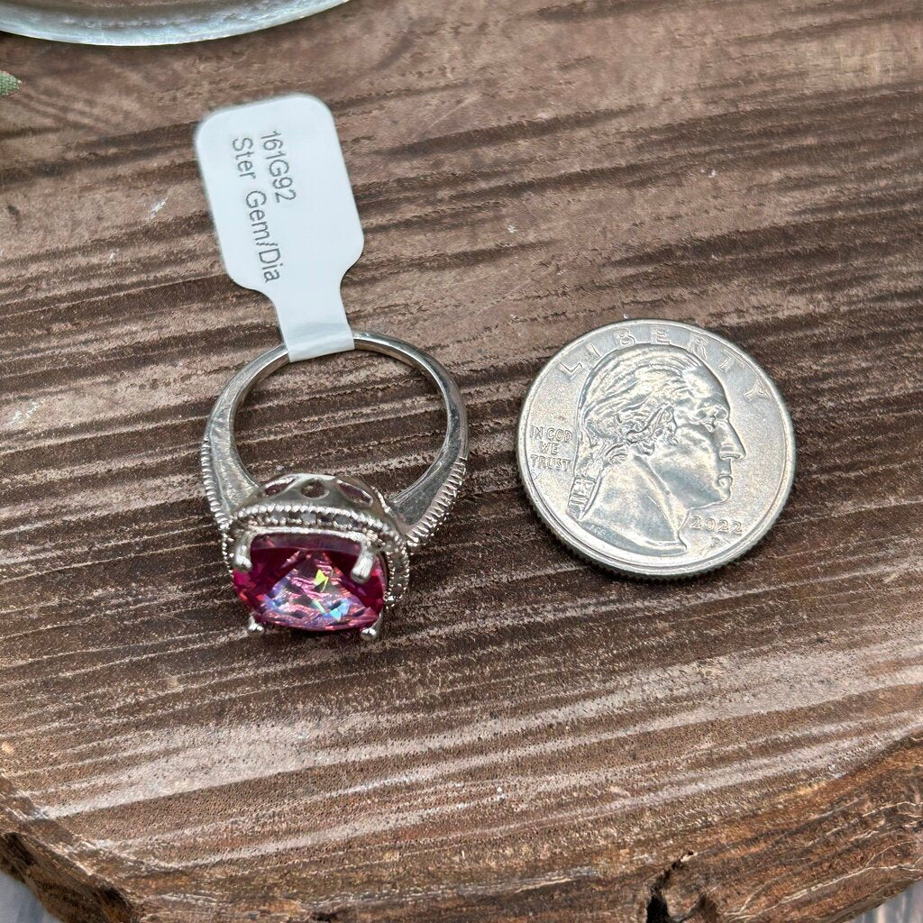 Sterling Gem & Diamond Ring