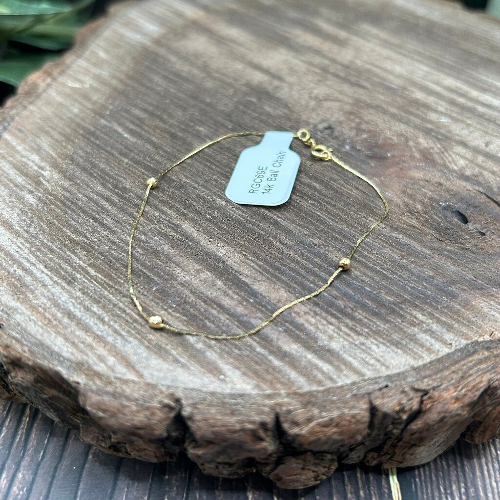 14k Ball Chain Brclt
