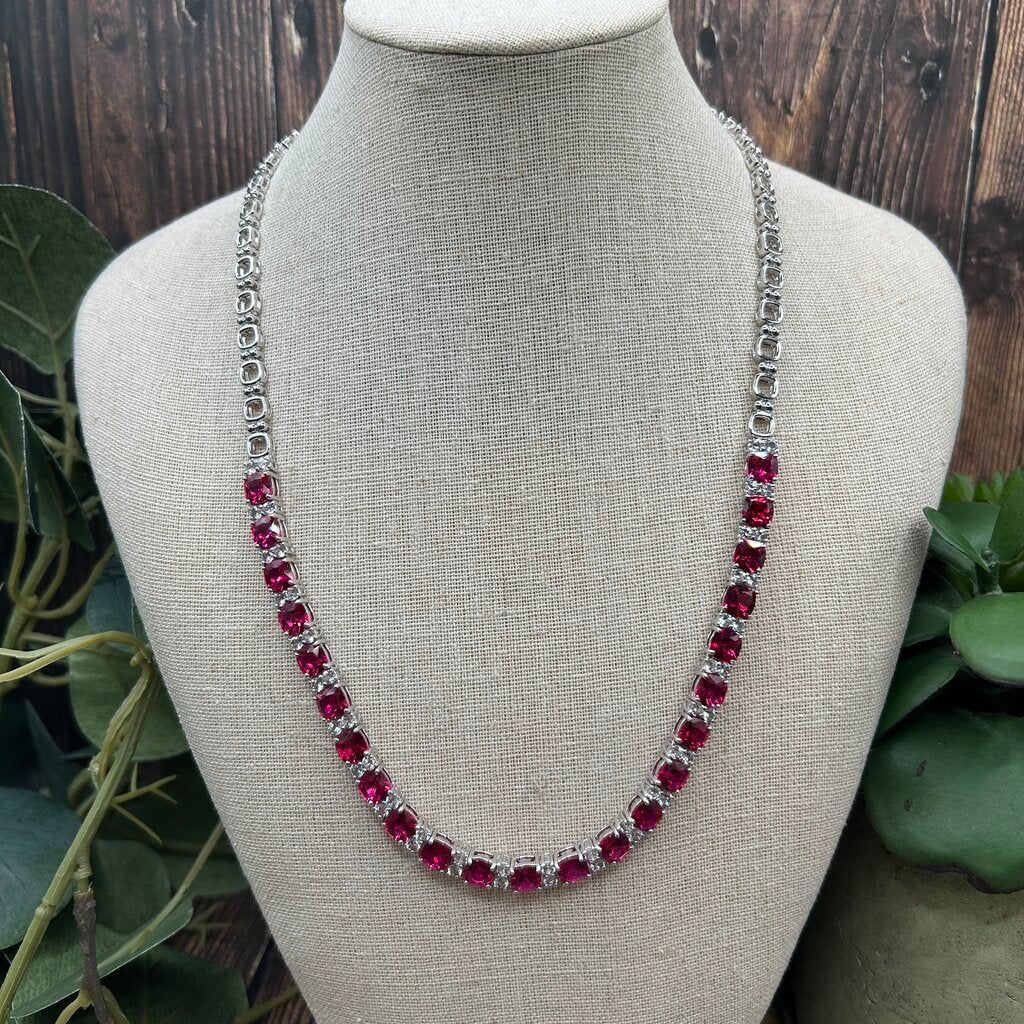 Zales Sterling Gem Tennis Necklace