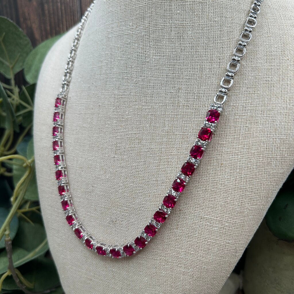 Zales Sterling Gem Tennis Necklace