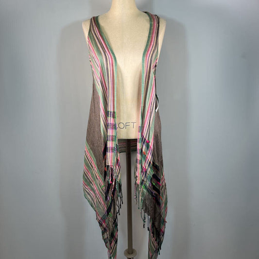 Striped Open Vest
