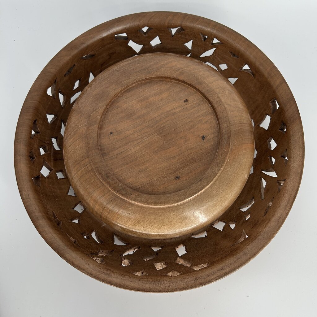 Ornate Floral Carved Fruit Bowl