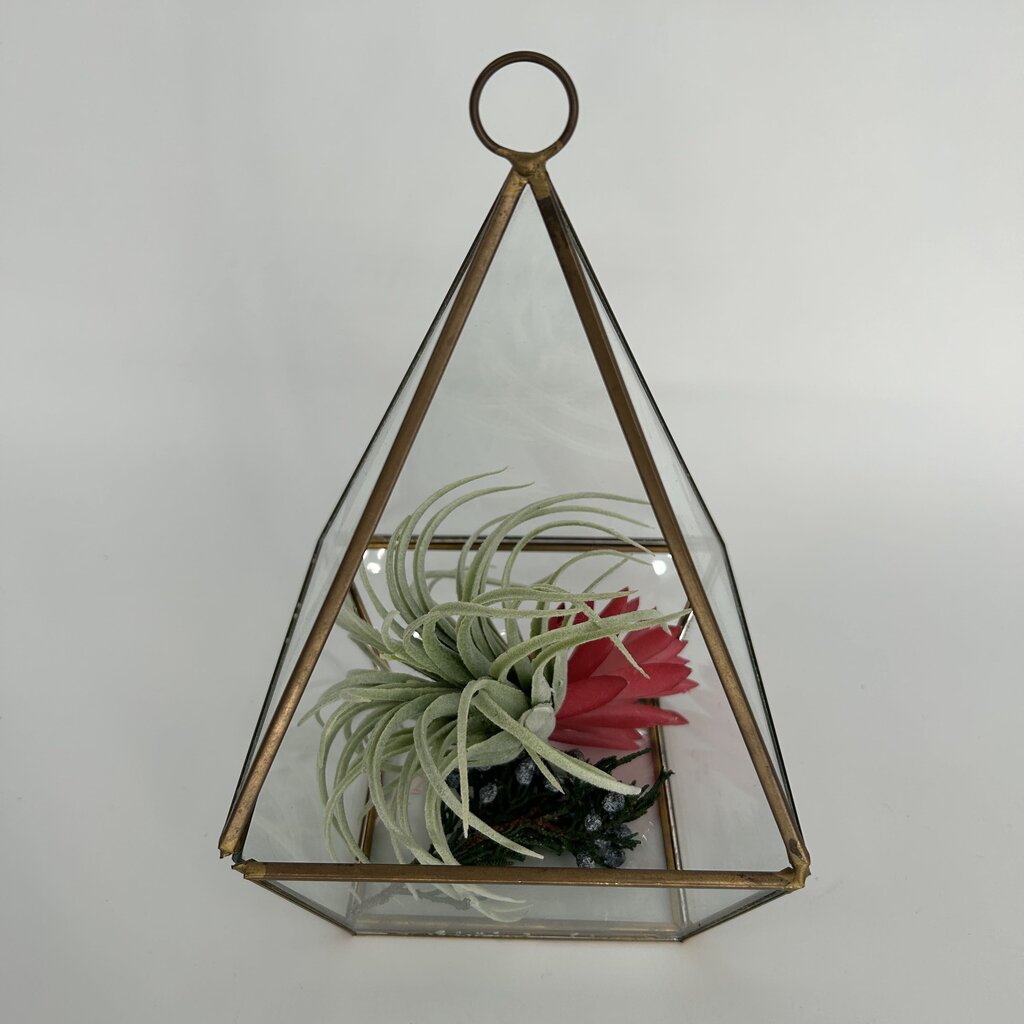 Faux Air Plants in Terrarium