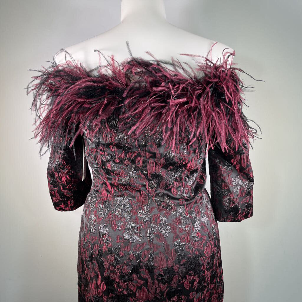 Teri Jon Feather Neckline Dress