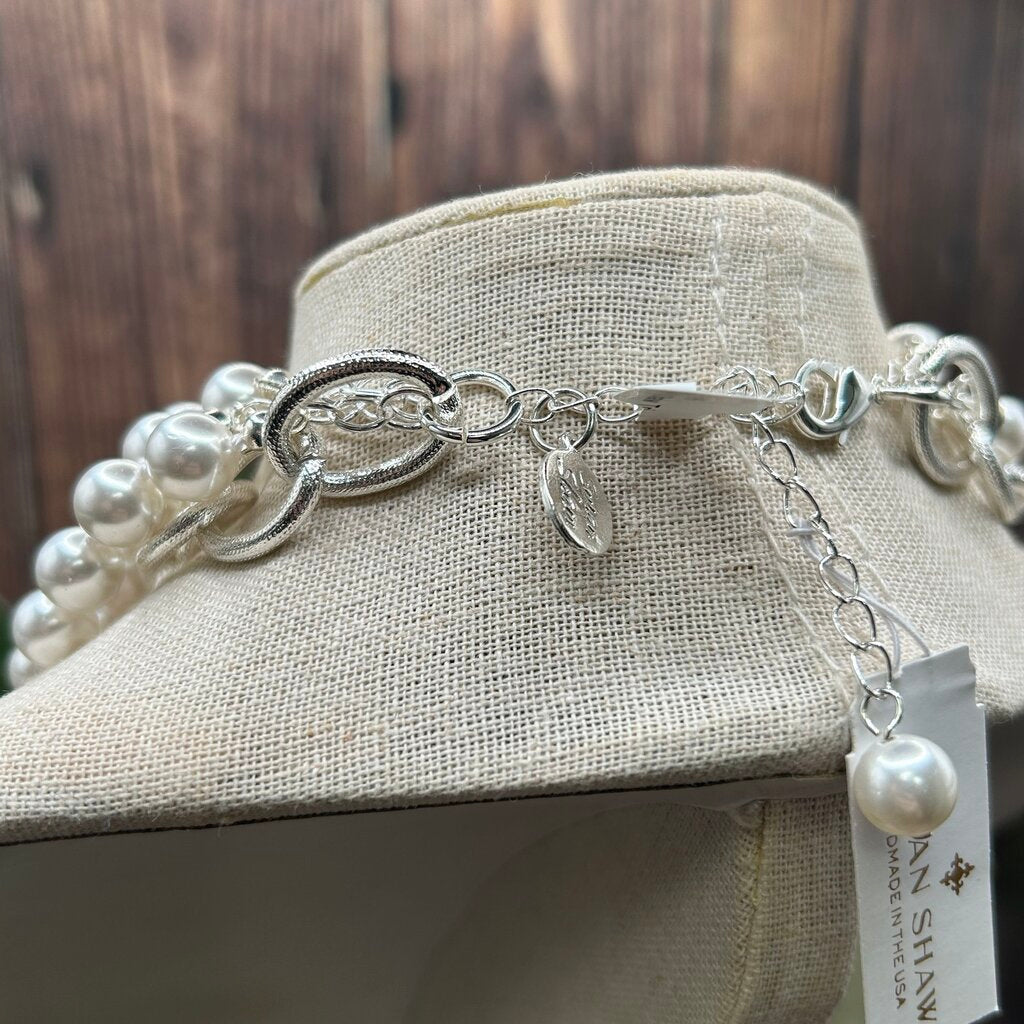 Susan Shaw Pearl and Cross Necklace